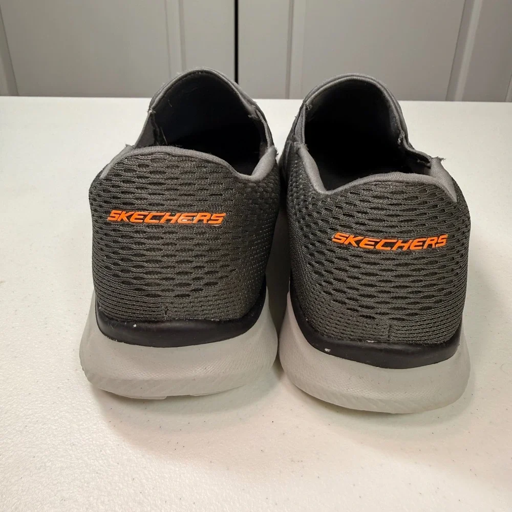 Skechers Equalizer 3.0 Charcoal Orange Mesh Slip On Walking Shoes 51509 Mens 8